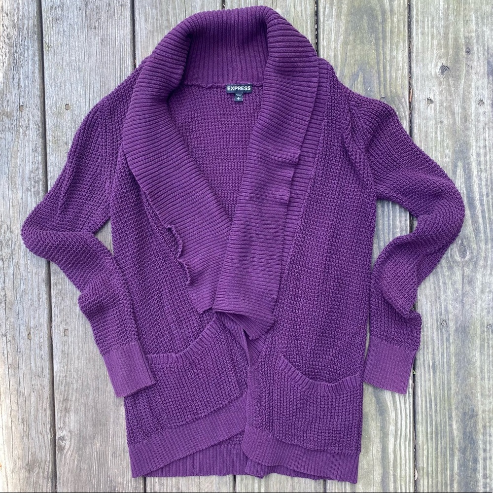 Cozy Purple Wrap Cardigan